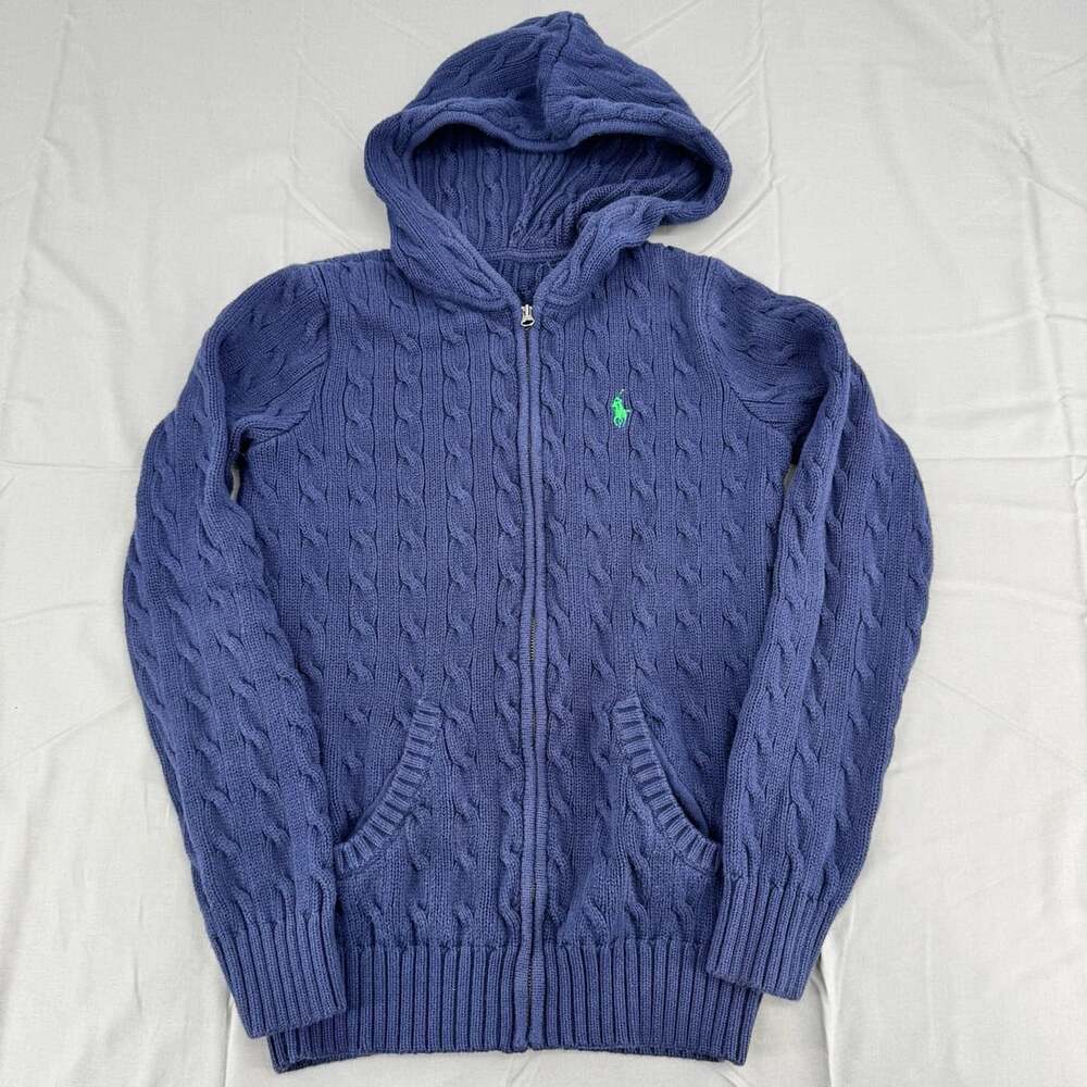 Polo Ralph Lauren Cable Knit Zip Hoodie Blue